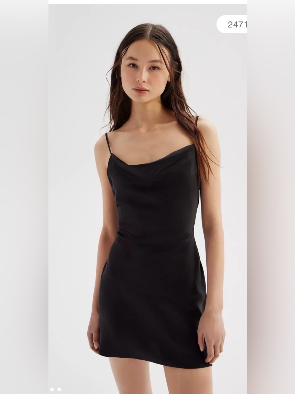 Urban Outfitters Mallory Satin Cowl Slip Dress Spaghetti Strap- Black